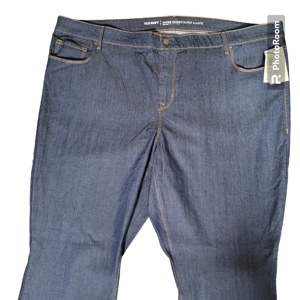 Old navy womens plus size 26 long Super skinny mid-rise blue wash new 48"X31" - Picture 4 of 5
